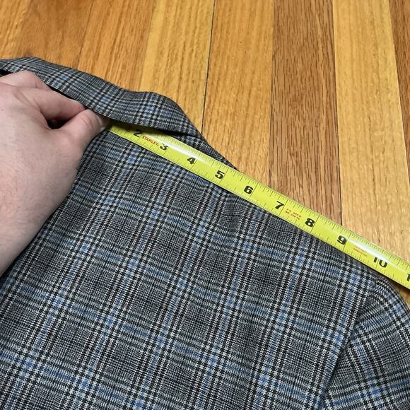 ISAIA Napoli 140s Wool Grey Glen Plaid Sport Coat 48R Blue Lining Italy 3-Button - Picture 8 of 11